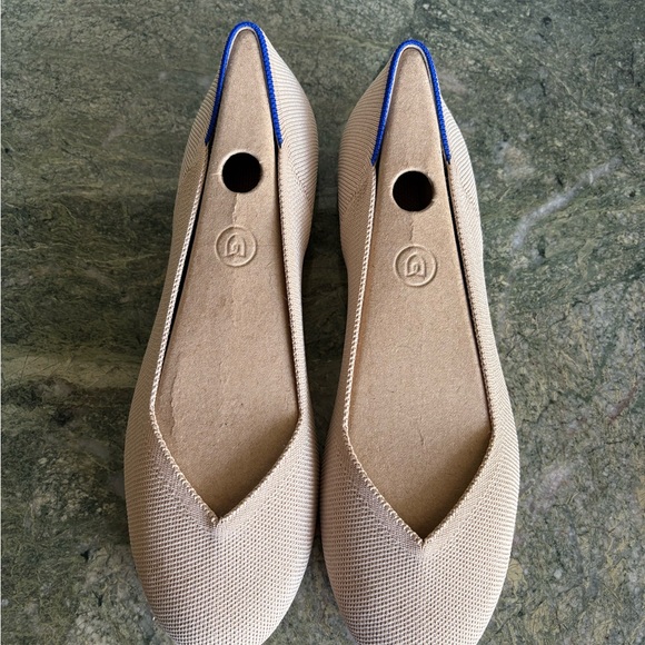 New! ROTHY’S The Flat Round Toe Shoe Women's 10.5 Ecru Tan Ballet Flat Slip On - Picture 1 of 5